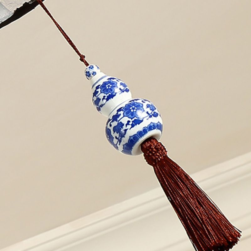 Square/Drum Shape Chinese Style Fabric Flush Mount Light Fixture for Living Room Dinning Room