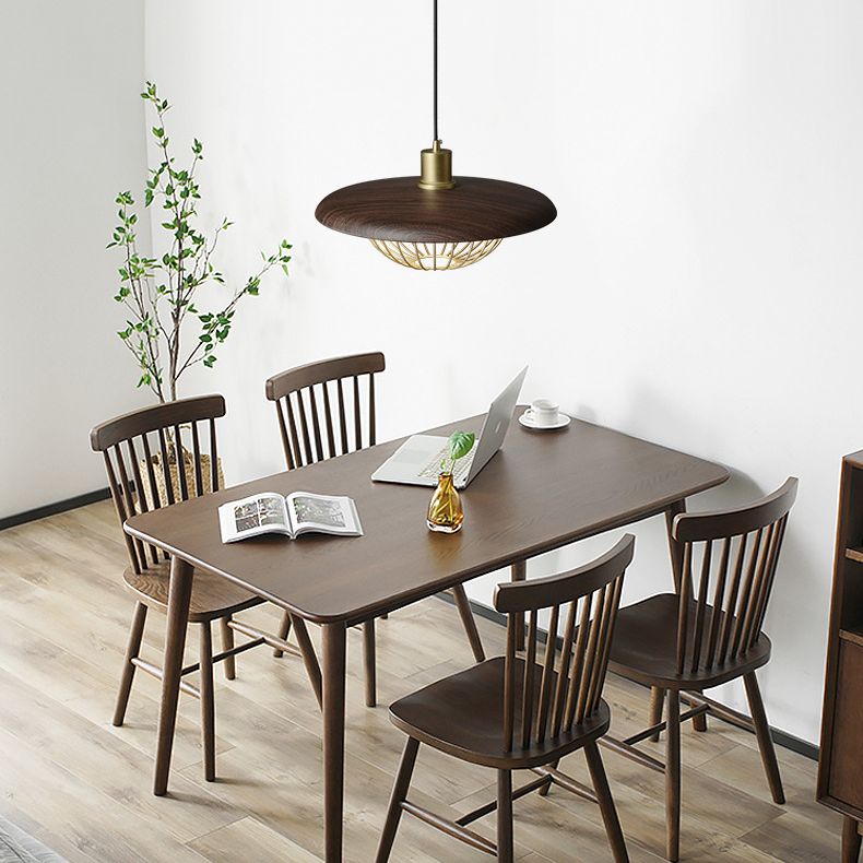 Wood Modern Pendant Light 1-Light Hanging Ceiling Light for Dining Room