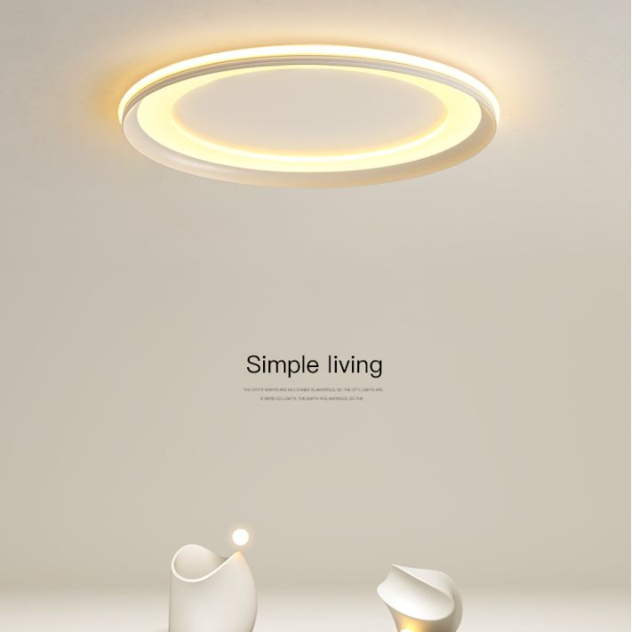 LED Bedroom Close to Ceiling Lighting Minimalist Style Flush Mount Lamp with Circle Metal Shade