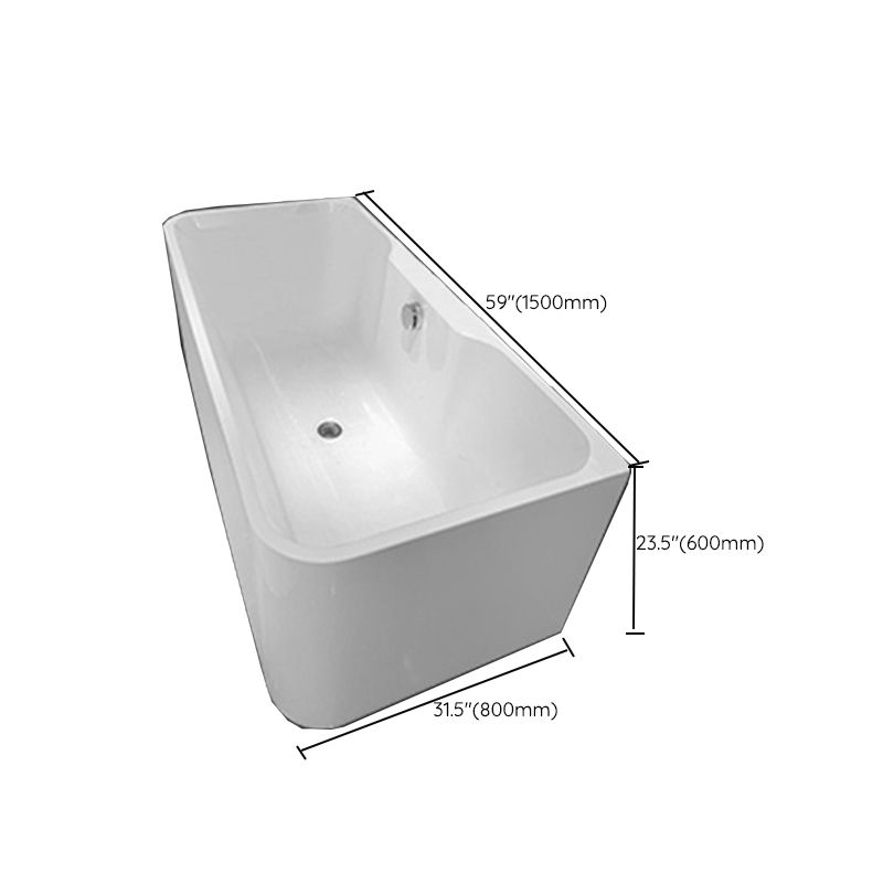 Acrylic Rectangular Tub Freestanding Soaking Bath , 31.5-inch Wide