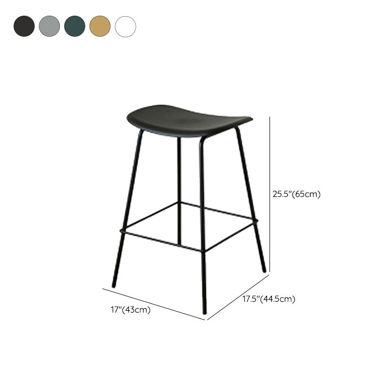 Contemporary Contoured Seat Armless Bar Stools with Metal Legs
