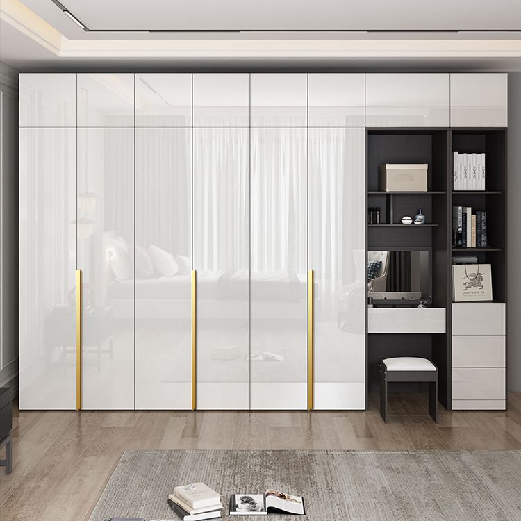 Hinged Wardrobe Cabinet with Garment Rod Modern Storage Cabinet