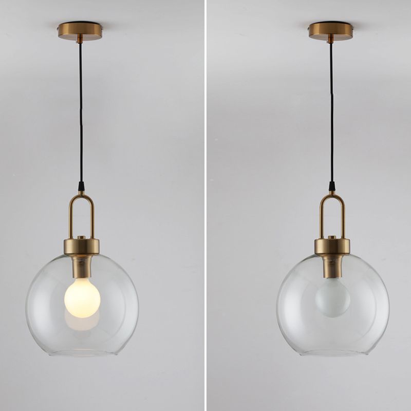 Modern Minimalist Gold Suspension Pendant  Glass 1 Light Coffee Shop Hanging Ceiling Light
