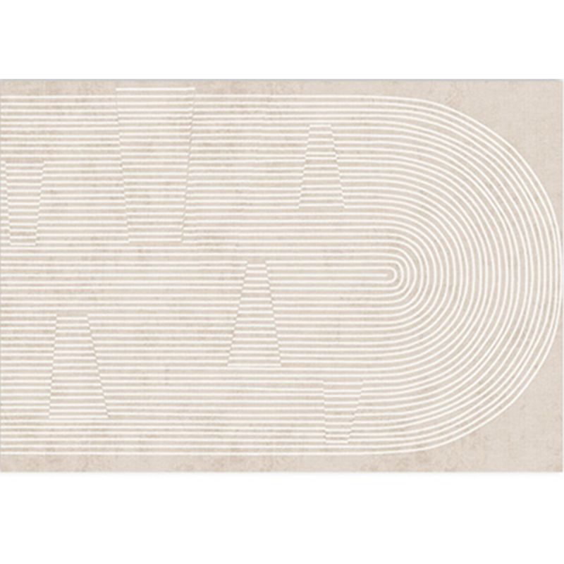 Solid Color Relaxing Area Rug Polyester Geometric Lines Print Rug Non-Slip Backing Indoor Rug for Living Room
