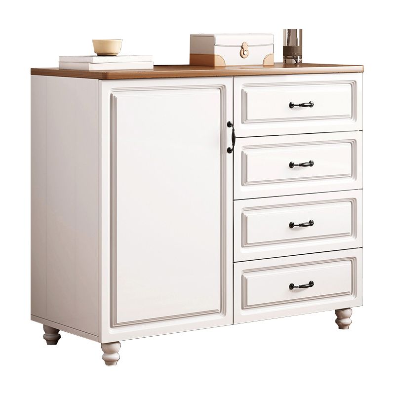 White Wood Accent Cabinet with Drawers 15.74" Wide Modern Standard Side Cabinet