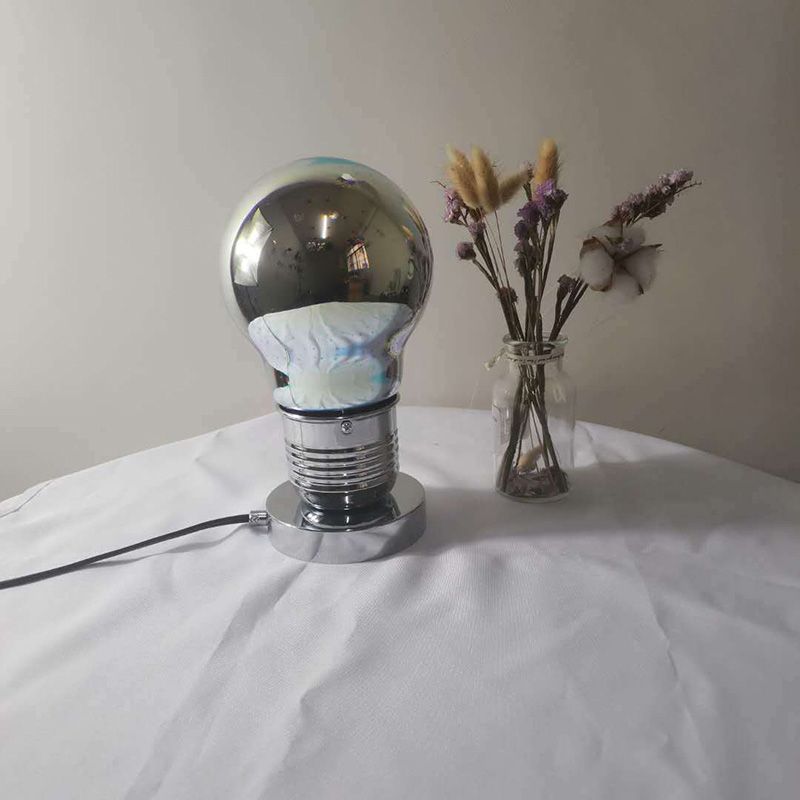 3D Mirrored Glass Ball Night Lamp Postmodern 1 Head Table Light in Chrome