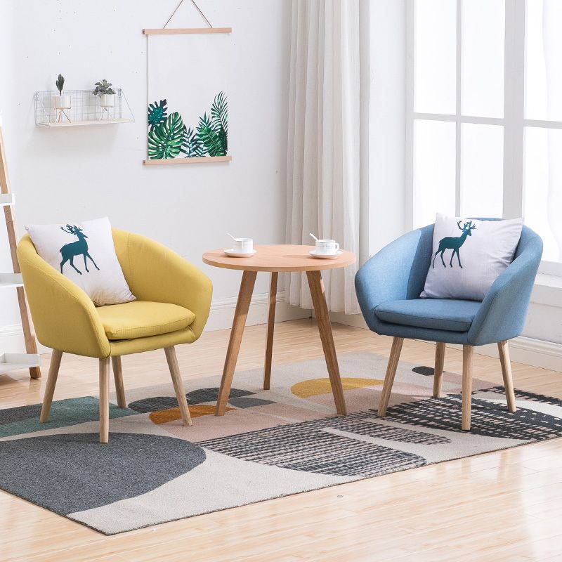 Contemporary Sloped Arms Accent Armchair Basic Four Leg Arm Chair