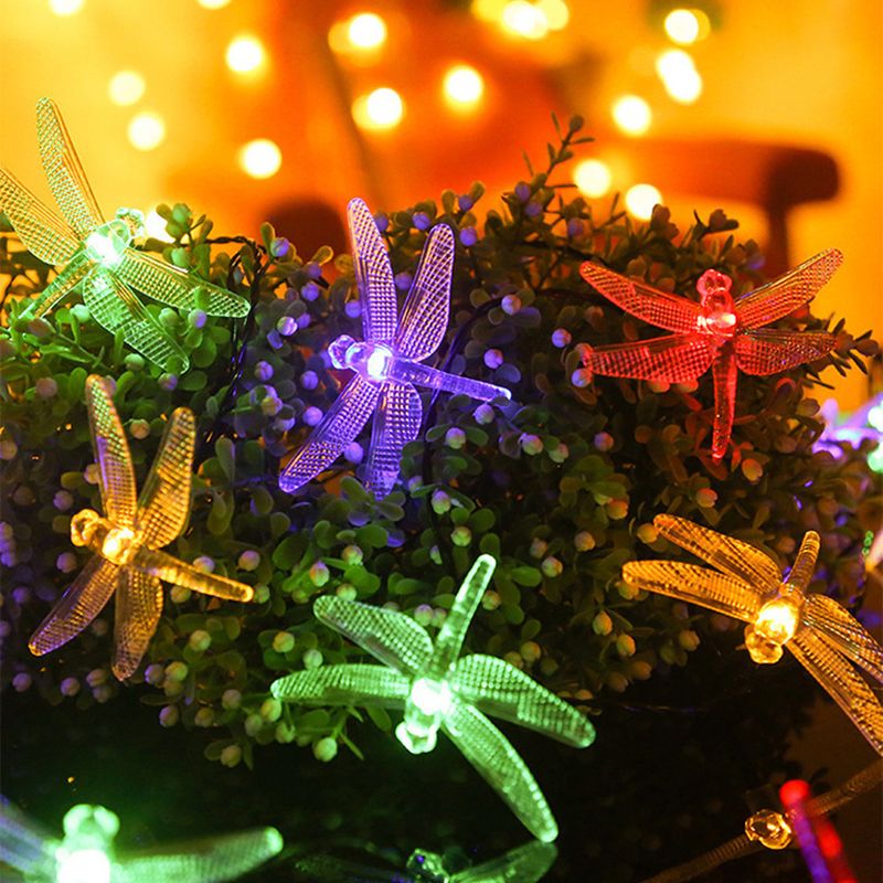 Dragonfly Solar String Light Nordic Style Plastic Outdoor Landscape Light