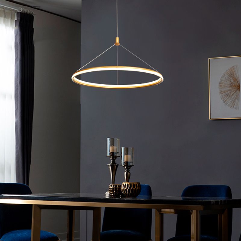 Lumo circolare a livello singolo leggero moderno lampadario in metallo Apparecchio di illuminazione