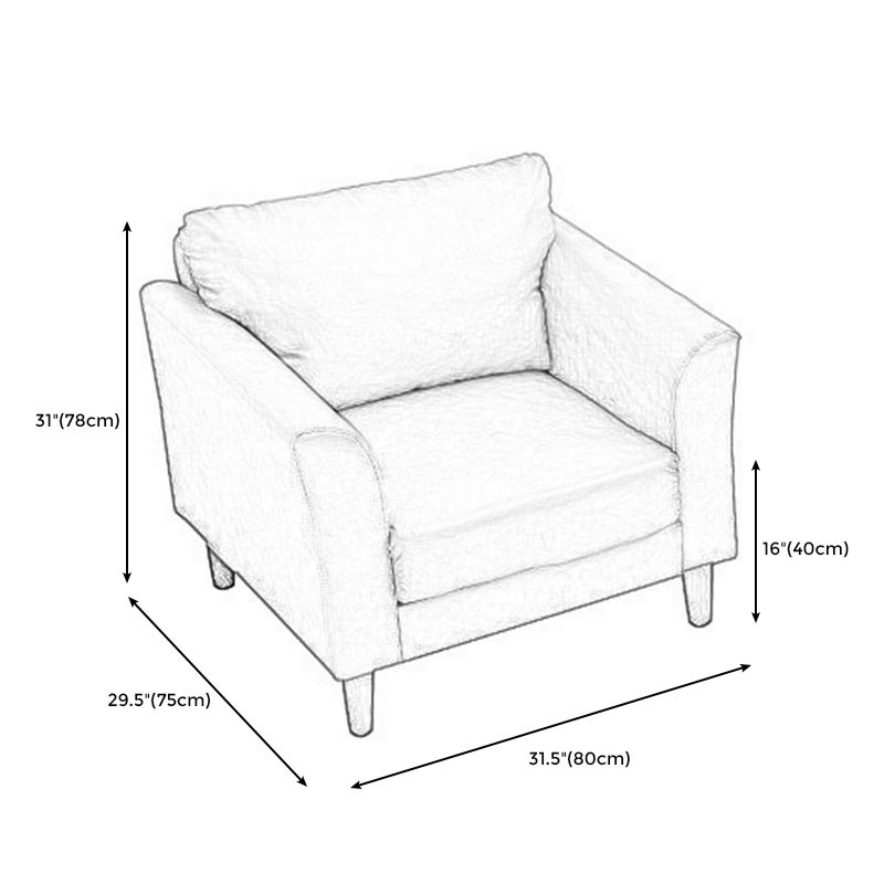 Modern 4 Wood Legs Standard Sofa Faux Leather Flared Arm Sofa