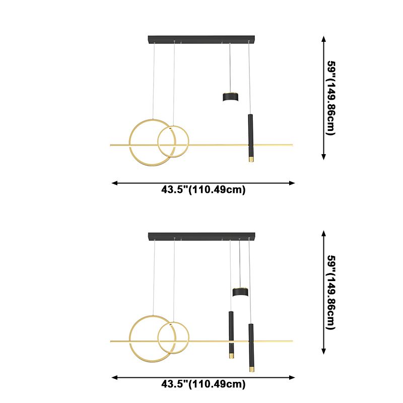 Zeitgenössische Anhängerlichter für Kücheninsel Linearinselbeleuchtung Metall