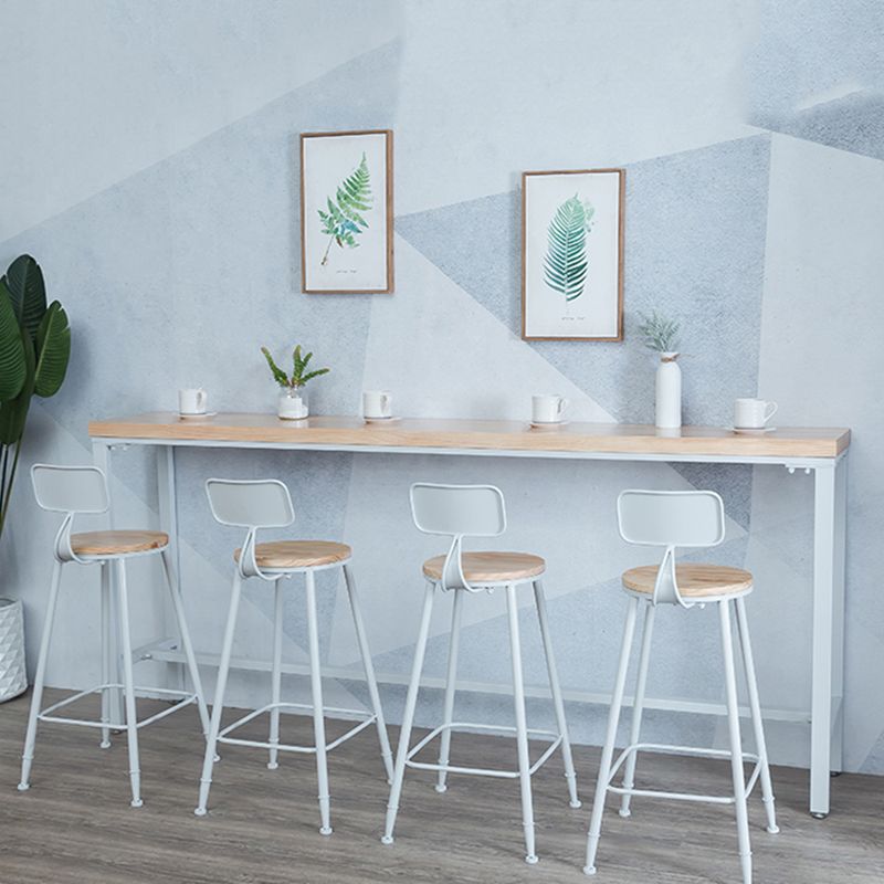 Indoor Wood Counter Wine Table Rectangle Natural and White Bar Height Pub Table
