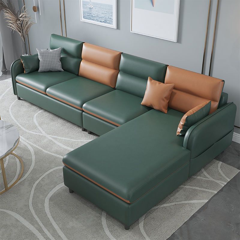 Multicolor Choice Imitation Leather Sofa Bed Embedded Armrest with Pillow Back Sofa