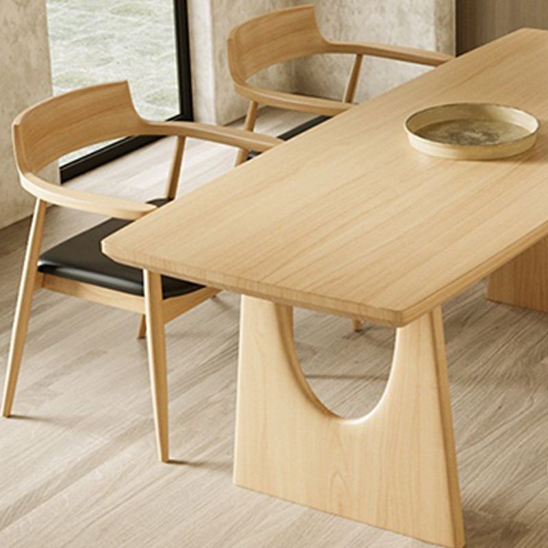 Double Pedestal Table Contemporary Wood Dinner Table for Home