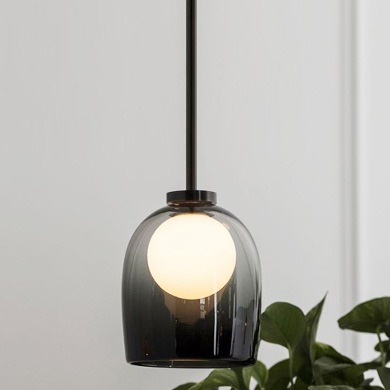 Moderne creatieve geometrische hangende lamp smeedijzeren binnenhanglamp met glazen schaduw