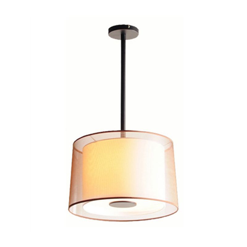 Wit 3 lichten Kroonluchter Licht bevestiging Traditionele stoffen trommel hanglamp, 16 "/19.5" /23.5 "breed