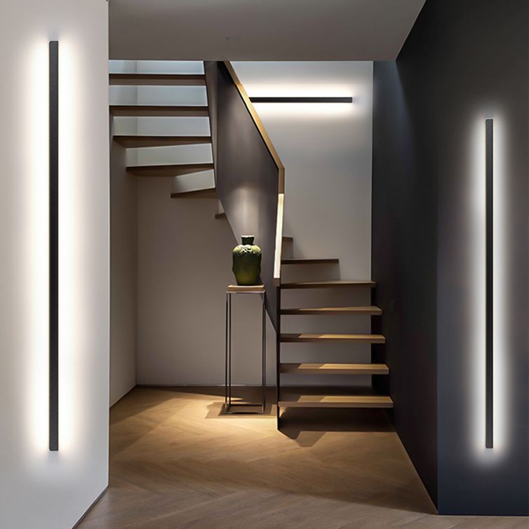 Modern Minimalist Style Linear Flush Mount Wall Sconce Aluminum Wall Mount Light Fixture in Black Finish