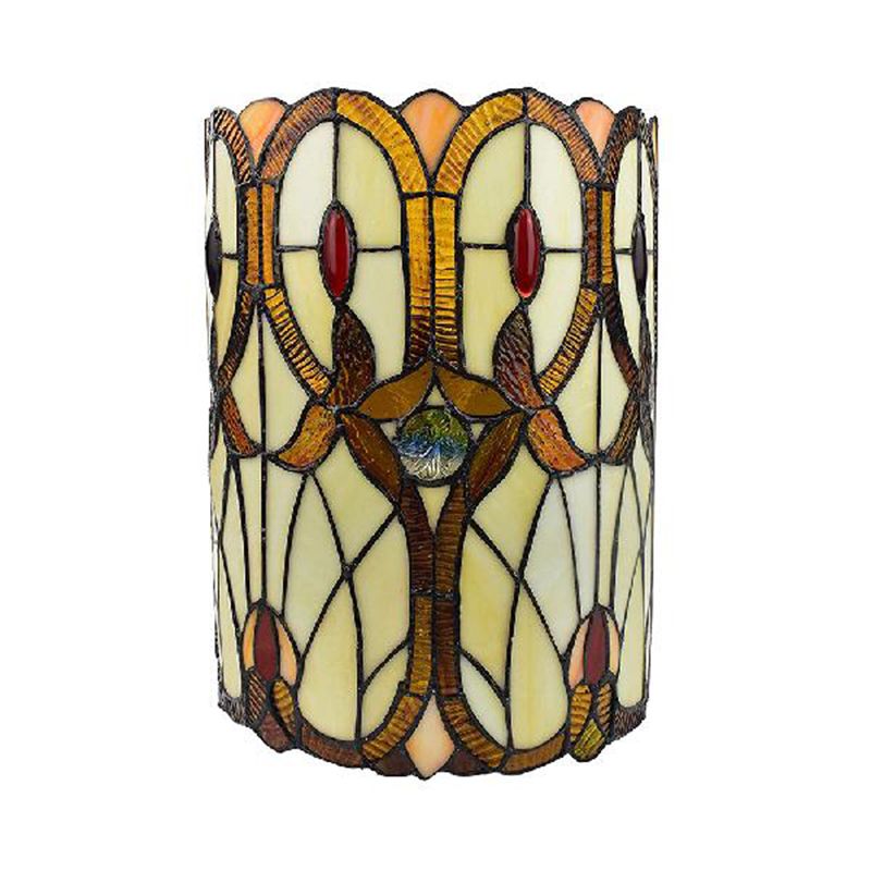 Victorian Style Wall Sconce 1 Light Stained Glass Wall Mount Light in Brown for Bedroom