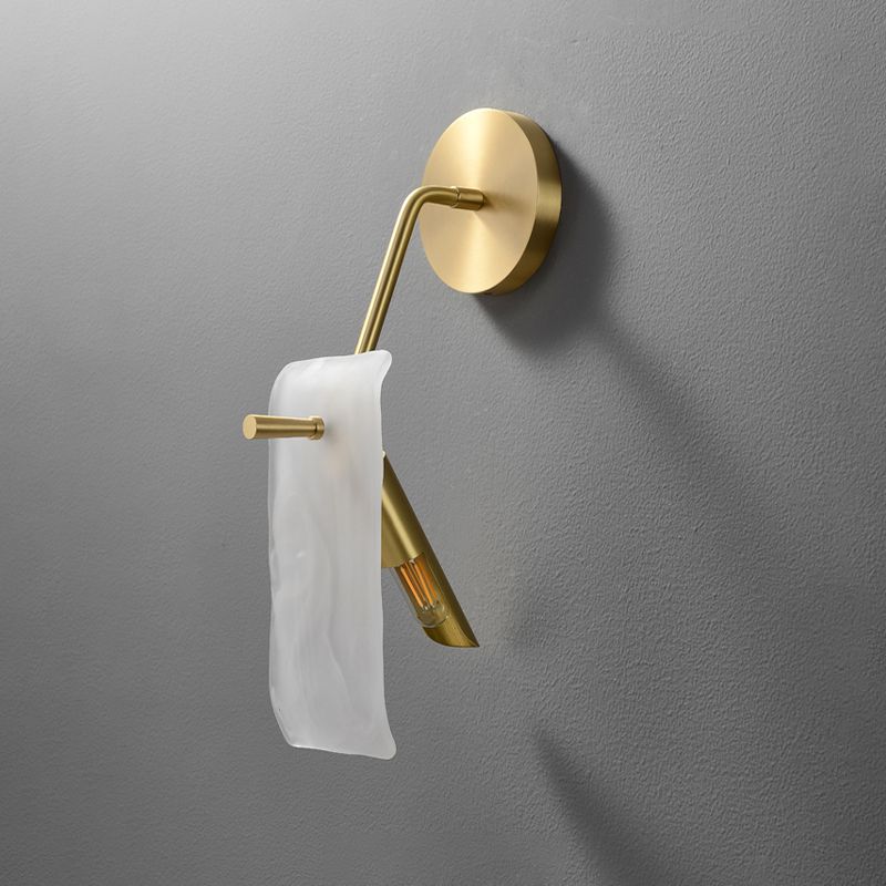 Metal Modern Wall Sconce Rectangle Shape Wall Light with Glass Shade for Bedroom