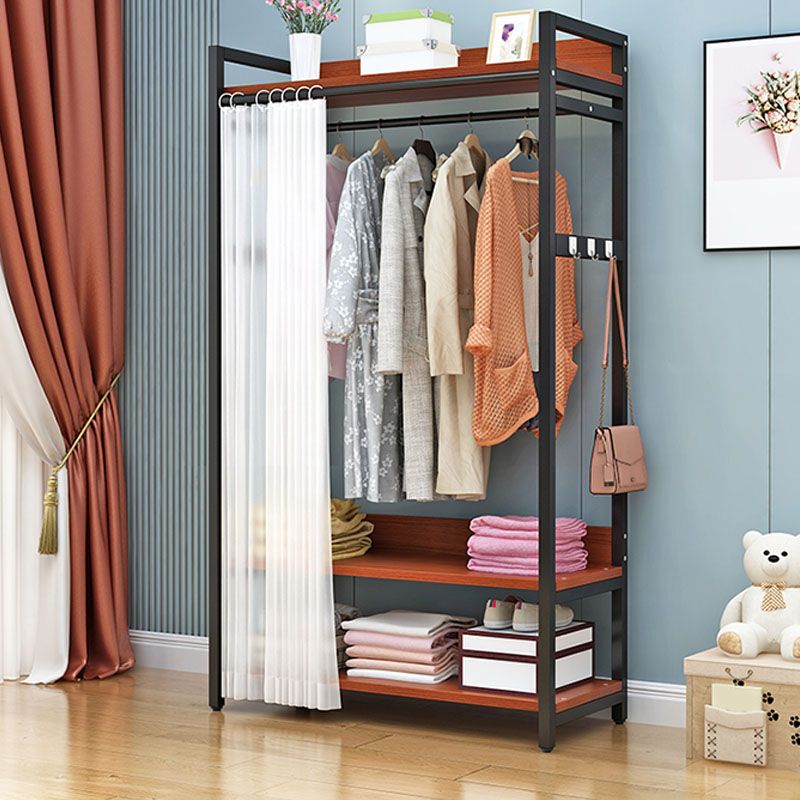 Modern Style Coat Rack Metal Frame Multi-layer Shelve Design Free Standing Coat Rack
