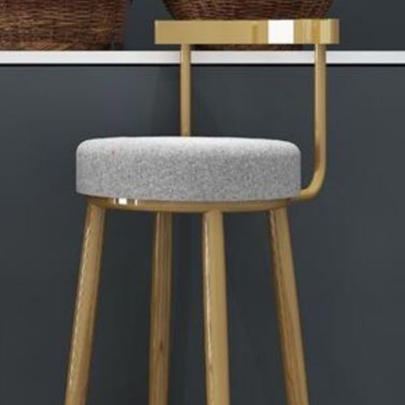 Glam Armless Backrest Counter Stool Iron Bar Stool with Cushion and Pedal for Cafe