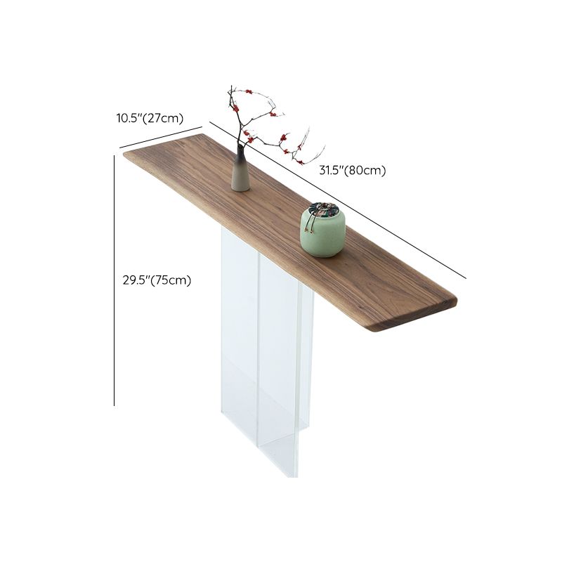 Contemporary Walnut Console Accent Table with Rectangle Top for Hall