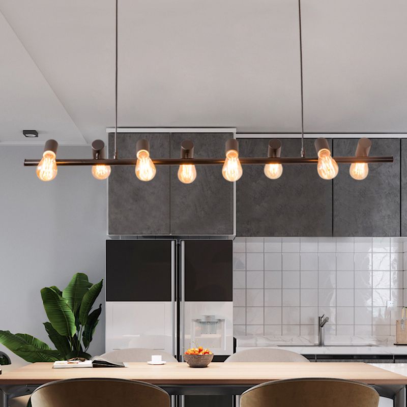 Industrial Style Iron Hanging Lamp Black Island Light Fixture for Dining Table