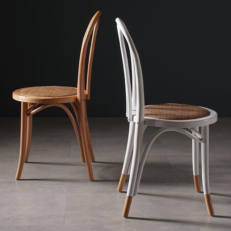 Silla de comedor de estilo tradicional, silla lateral de comedor con respaldo Windsor de cocina de madera de ratán