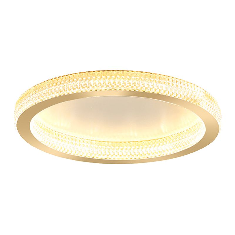 Single Golden Flush Mount Lighting Circle Glass LED Ceiling Light for Bedroom