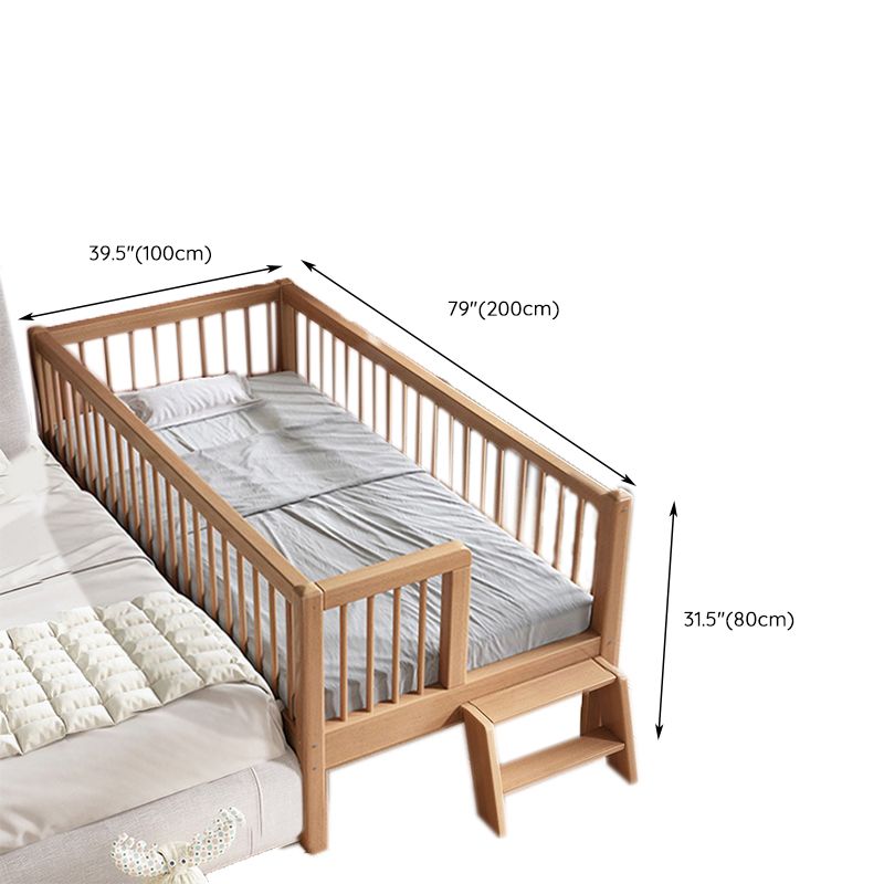 Convertible Baby Crib Farmhouse Solid Wood Crib with Guardrail