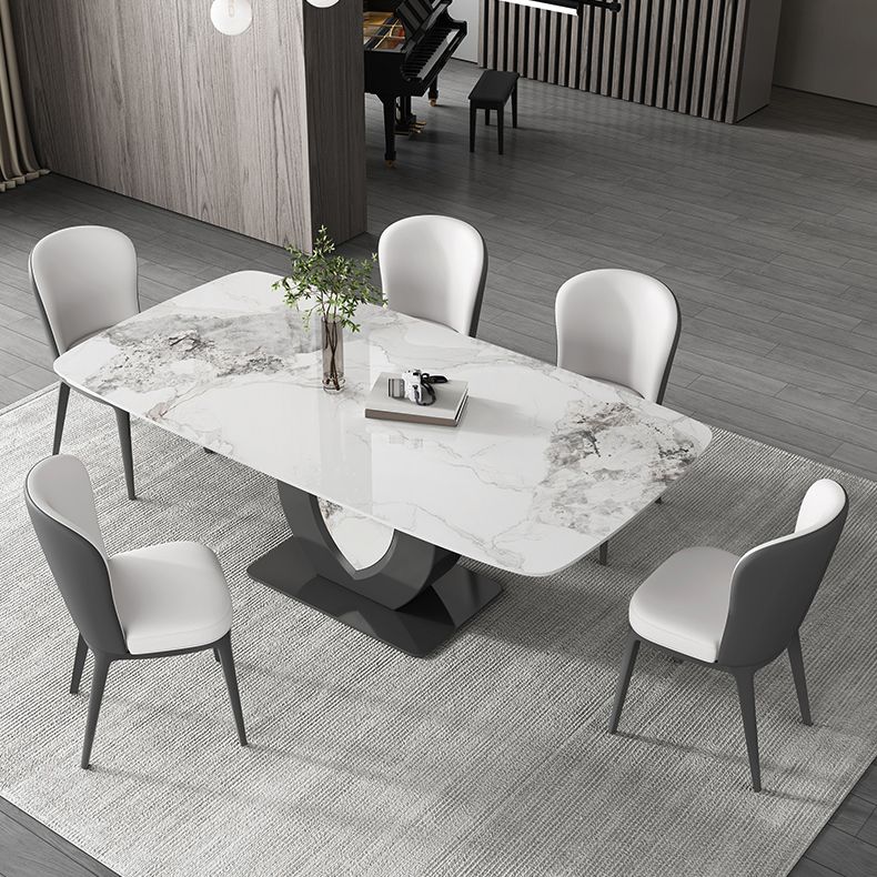 Contemporary 1/4/5/6/7 Pieces Dining Room Table Rectangle Stone Furniture in White