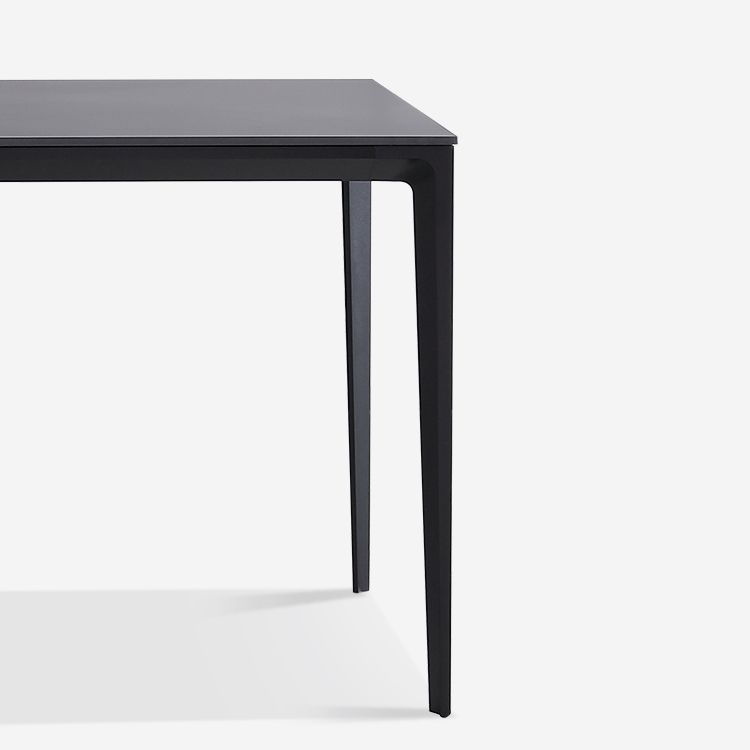 Modern Style Traditional Height Dining Set with Fixed Rectangle Shape Table and 4 Black Legs Base