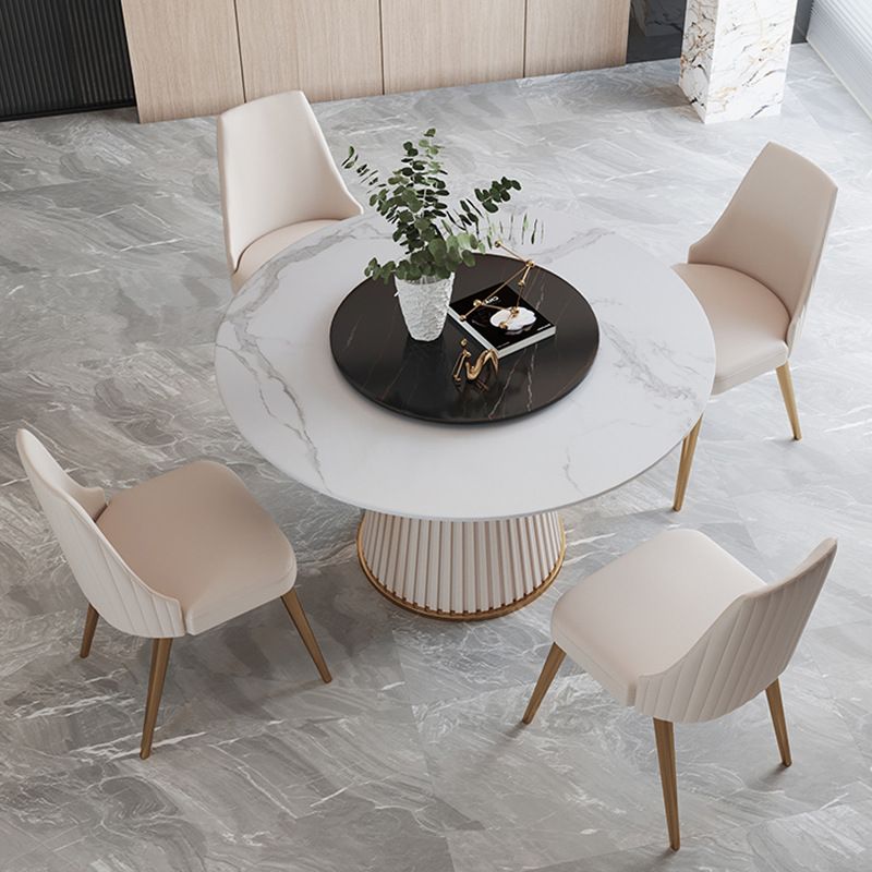 Glam Home Convertible Dining Table Sintered Stone Round Pedestal Table