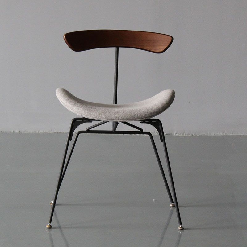 Silla lateral tapizada industrial para comedor, acabado mate, parte trasera abierta, silla de comedor