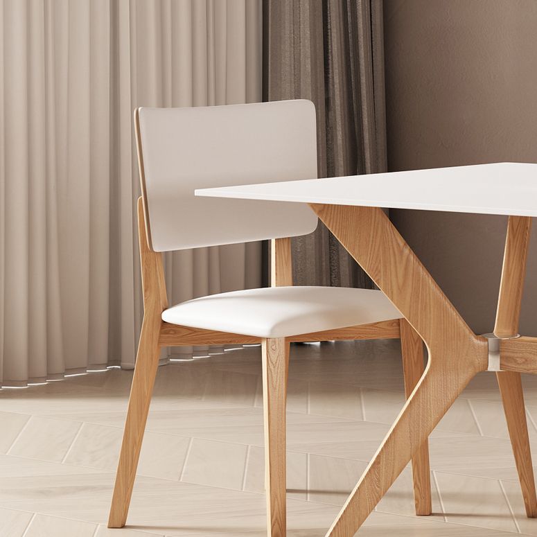 Modern Style Rectangle Table Sintered Stone Dining Table with Wood Legs