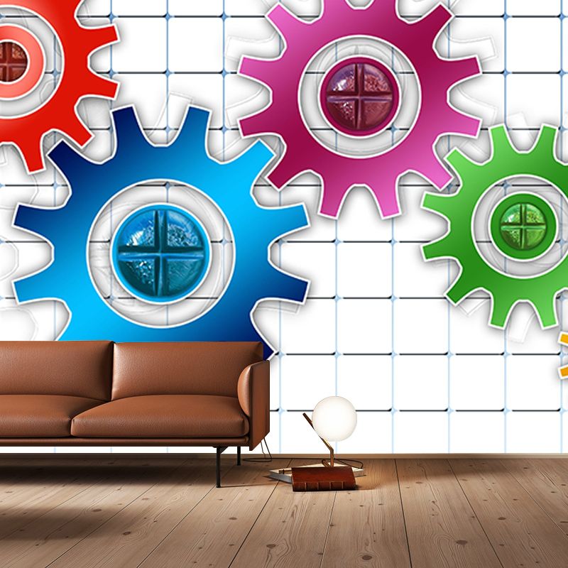 Decorative Illustration Mural Wallpaper Metal Gear Indoor Wall Mural