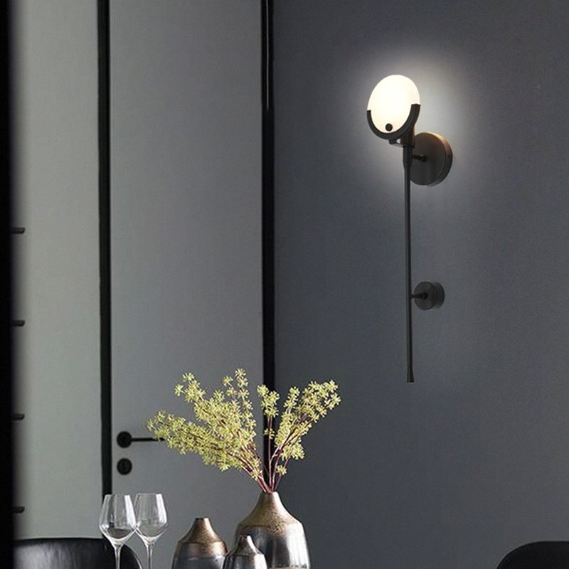 Nordic Metal Wall Light Round Shape 5" Wide Wall Sconce with Mica for Living Room