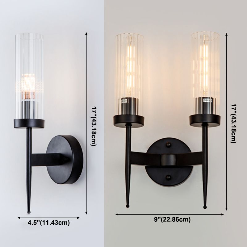 Iron Sconce Light with Clear Crystal Shade Postmodern Wall Lighting Fixtures