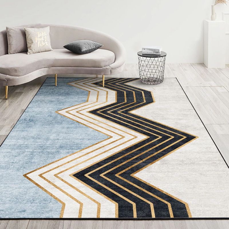 Trendy Color Block Luxury Carpet Polyester Area Rug Stain Resistant Area Carpet for Living Room