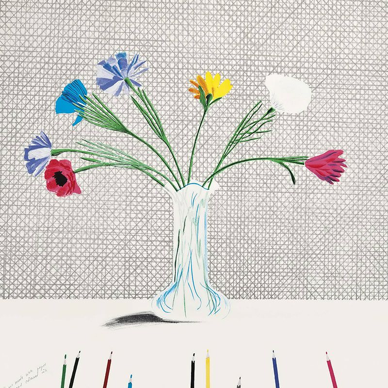 Still Life Flower Vase Murals Modern Art Non-Woven Material Wall Decor in Grey-Green