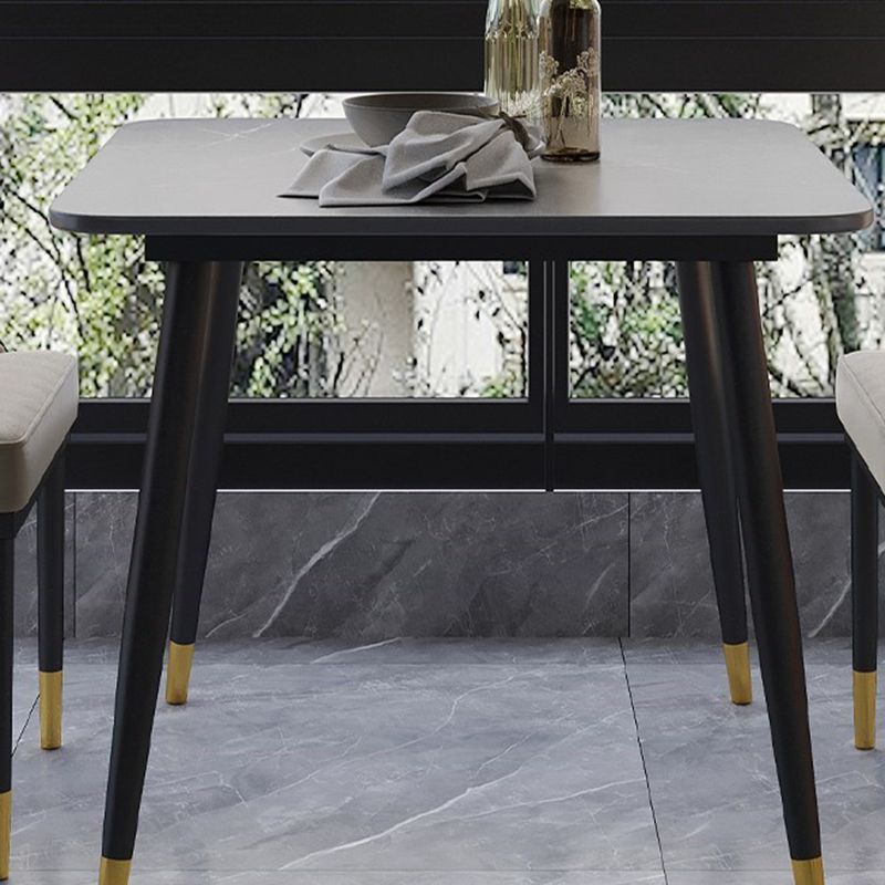 Industrial Style Dining Table Sintered Stone 4 Legs Table for Home
