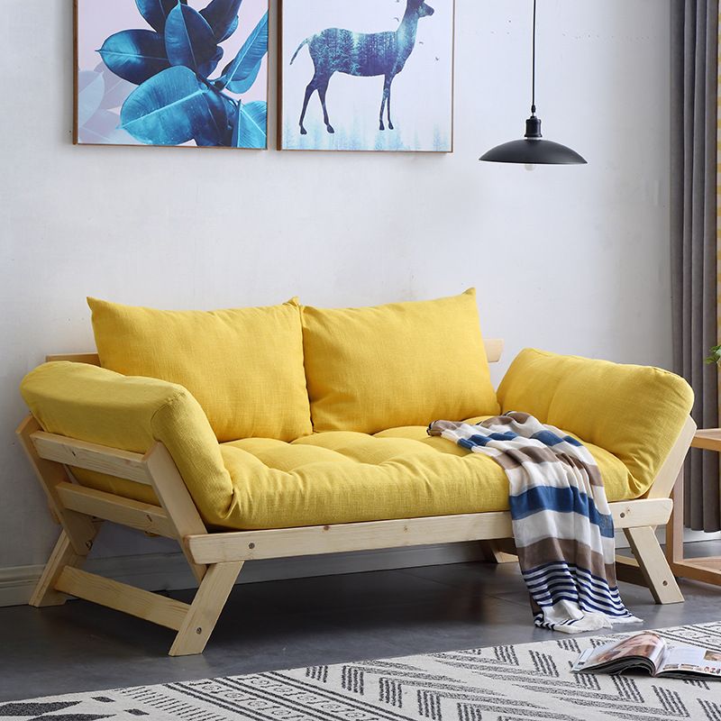 Modern Wood and Fabric Sofa Convertible Flared Arm Sofa for Living Room
