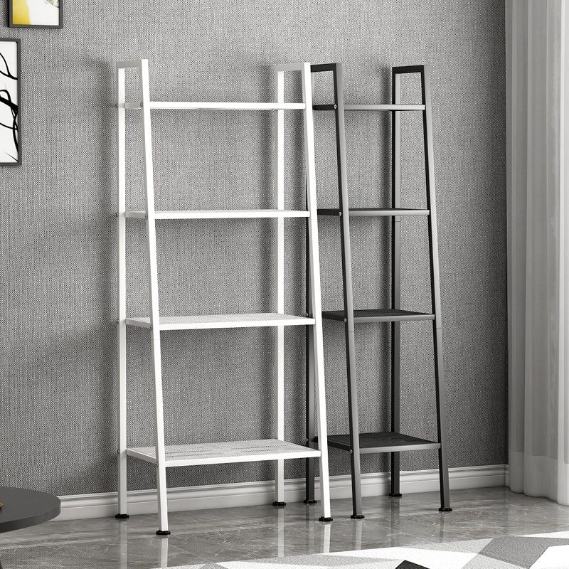 Contemporary Style Ladder Bookshelf Metal Open Back Bookcase for Office