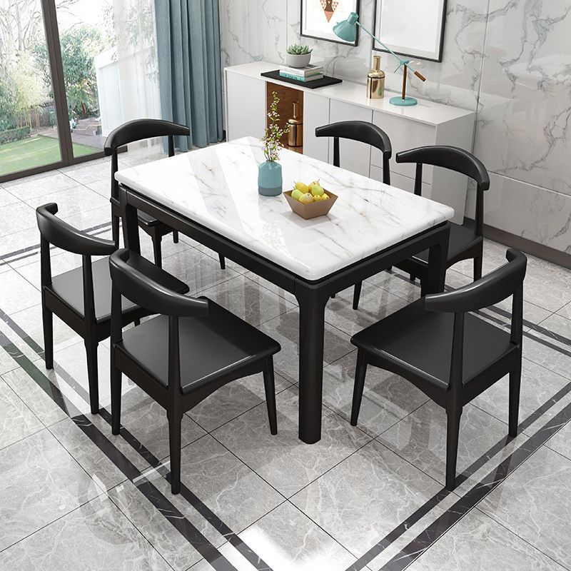 Mesa de comedor de mármol de estilo tradicional con mesa de forma rectangular blanco para uso en el hogar