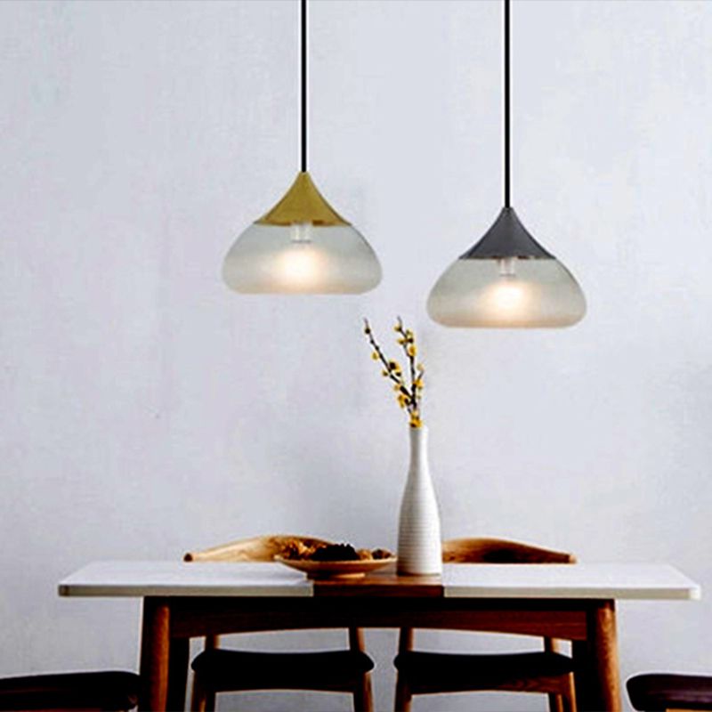 Teardrop Transparent Glass Shade Pendant Lamp Modern Style Mini Lighting Fixture for Kitchen Dining Room