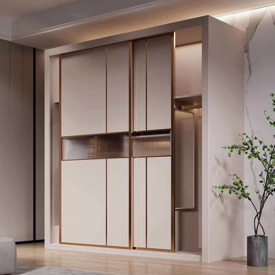 Engineered Wood Wardrobe Armoire Modern Style Wardrobe with Mirror