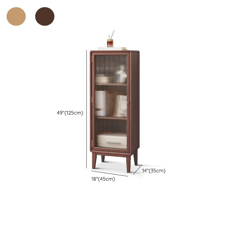 Modern Living Room Curio Cabinet Solid Wood with Glass Doors