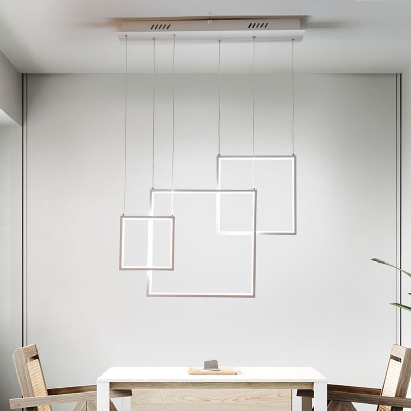 Luz de techo cuadrado negro/blanco Luz de luz moderna 3/5 colgantes acrílicos de acrílico en luz cálida/blanca/natural