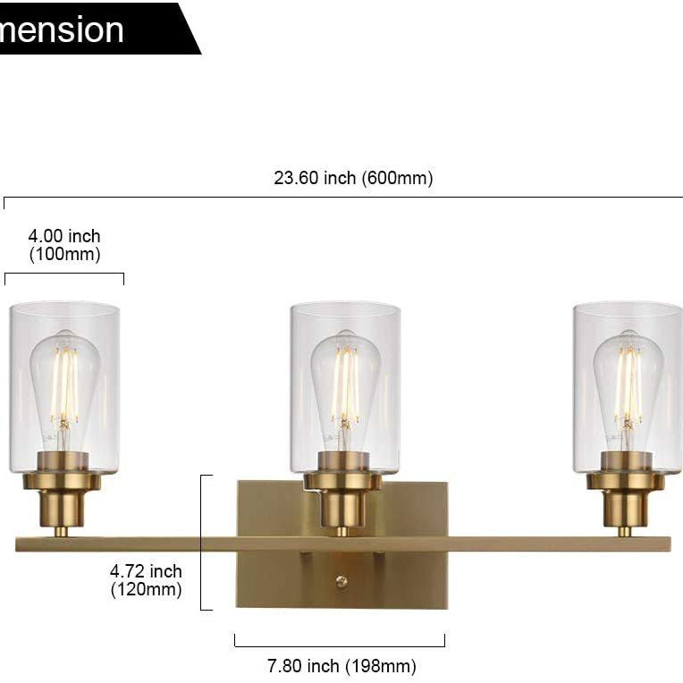 3-Licht-Zylinder Waschtischwandleuchten Retro Industrial Style Glass Waschtisch Licht