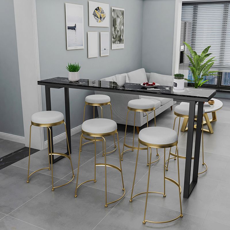 Marble Top Bar Table Rectangle Contemporary Style Pub Table for Cafe